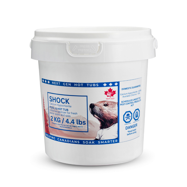Next Gen Hot Tubs Shock Pool & Hot Tub Sanitizer, Calcium Hypochlorite, (70% Available Chlorine) (2kg / 4.4lbs)